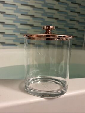 3 Acrylic Bathroom Canister with Rose Gold Lid